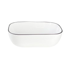 MENZA Умивальник накладний без отвору під змішувач 46x32x14, glossy white with black edge