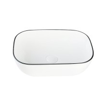 MENZA Умивальник накладний без отвору під змішувач 46x32x14, glossy white with black edge