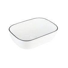 MENZA Умивальник накладний без отвору під змішувач 46x32x14, glossy white with black edge