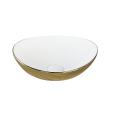 MIEL Умивальник накладний без отвору під змішувач 37x29,5x12, white/gold