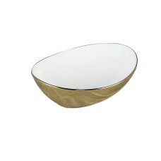 MIEL Умивальник накладний без отвору під змішувач 37x29,5x12, white/gold