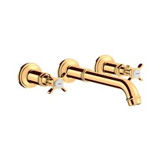 Змішувач Axor Montreux для умивальника зі стіни двохвентильний Cross 16532990 Polished Gold Optic