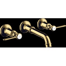 Змішувач Axor Montreux для умивальника двохвентильний Lever зі стіни 16534990, Polished Gold Optic
