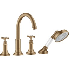 Змішувач Axor Montreux врізний на край ванни Cross на 4 отвори 16546140 Brushed Bronze