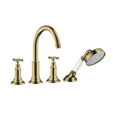 Змішувач Axor Montreux врізний на край ванни Cross 4 отвори 16546990 Polished Gold Optic