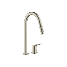 Змішувач Axor Citterio М 220 для кухні на 2 отвори з витяжним виливом, Brushed Nickel (34822820)