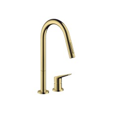 Змішувач Axor Citterio М 220 для кухні на 2 отвори з витяжним виливом, Polished Gold Optic (34822990)