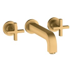 Змішувач Axor Citterio 222 Cross для умивальника зі стіни на 3 отвори, Brushed Gold Optic 39143250