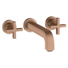 Змішувач Axor Citterio 222 Cross для умивальника зі стіни на 3 отвори, Brushed Red Gold 39143310