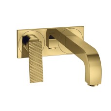 Змішувач Axor Citterio 220 Lever rhombic cut для умивальника зі стіни на пластині Polished Gold Optic 39171990