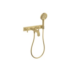 Змішувач Axor Citterio 222 cross для ванни врізний зі стіни на 3 отвори, Brushed Gold Optic 39441250