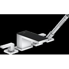 Змішувач Axor MyEdition врізний на край ванни 4 отвори Chrome з накладкою Black Glass (47430600)