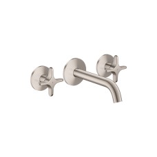 Змішувач AXOR One Cross 160 для умивальника зі стіни на 3 отвори Stainless Steel Optic  48130800