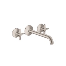 Змішувач AXOR One Cross 220 для умивальника зі стіни на 3 отвори Stainless Steel Optic  48140800