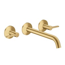 Змішувач AXOR One Lever 220 для умивальника зі стіни на 3 отвори, Brushed Gold Optic 48431250