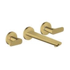 Змішувач Axor Citterio C 195 для умивальника зі стіни на 3 отвори Cubic cut, Polished Gold Optic (49071990)