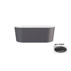 Ванна вільностояча LOVA 160х74 gun metal matt з сифоном клік-клак gun metal верхня очистка (зсередини біла глянц)