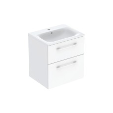 Тумба +  умивальник SELNOVA SQUARE SLIM, 60 см, білий глянець (501.236.00.1)