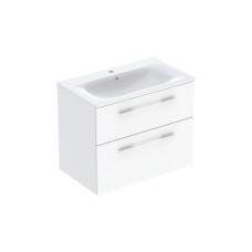 Тумба +  умивальник SELNOVA SQUARE SLIM 80 см, білий глянець (501.240.00.1)