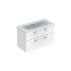 Тумба +  умивальник SELNOVA SQUARE SLIM, 100 см, білий глянець (501.244.00.1)