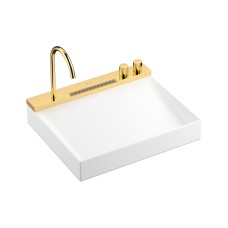 Умивальник Avalegra AquaUnit 580/475 без переливу QuickClean+ зі змішувачем Polished Gold Optic (22472990)