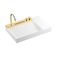 Умивальник Avalegra AquaUnit 780/475 R без переливу QuickClean+ зі змішувачем Polished Gold Optic (22473990)