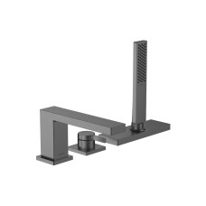 Змішувач Tecturis E врізний на край ванни 3 отв з sBox, Brushed Black Chrome (73443340)