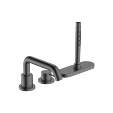 Змішувач Tecturis S врізний на край ванни 3 отв з sBox, Brushed Black Chrome (73447340)