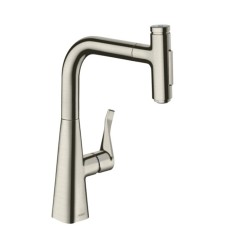 Змішувач Metris Select 240 2jet кухонний з витяжним виливом Sbox (73817800) Stainless Steel Finish