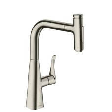 Змішувач Metris Select 240 2jet кухонний з витяжним виливом (73822800) Stainless Steel Finish