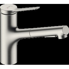 Змішувач Zesis M33 150 2jet кухонний з витяжним виливом, Stainless Steel Finish (74800800)