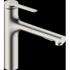 Змішувач Zesis M33 160 2jet кухонний з витяжним виливом sBox Lite, Stainless Steel Finish (74804800)