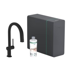 Змішувач Aqittura M91 SodaSystem 210, 1jet, pull-out, Sbox, кухонний сет, Matt Black (76836670)