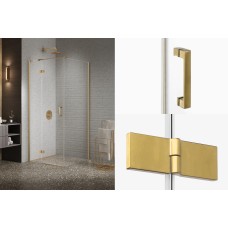 Душова кабіна квадратна NESTA GOLD BRUSHED 1D L 80x80x200 скло transparent ACTIVE SHIELD 6mm