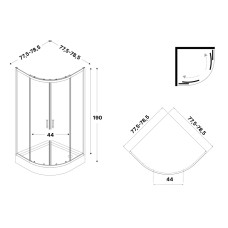 Душова кабіна півкругла SUVIA 2D R55 80x80х190 скло clear ACTIVE SHIELD 5мм