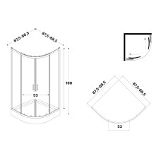 Душова кабіна півкругла SUVIA 2D R55 90x90х190 скло clear ACTIVE SHIELD 5мм
