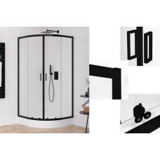 Душова кабіна півкругла SUVIA BLACK 2D R55 80x80х190 скло clear ACTIVE SHIELD 5мм