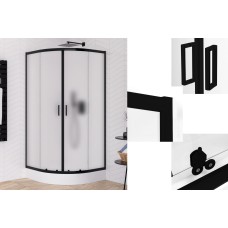 Душова кабіна півкругла SUVIA BLACK 2D R55 90x90х190 скло satin ACTIVE SHIELD 5мм