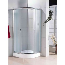 Кабіна душова півкругла 8001F-ECO з піддоном 15 см 80х80х195 скло Fabric, профіль хром