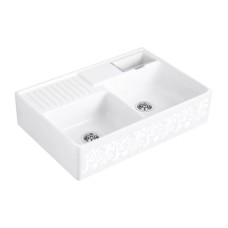 DOUBLE-BOWL SINK Кухонна мийка з двома чашами 89,5x63x22 без отвору (632391KT) Decor White Pearl