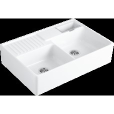 DOUBLE-BOWL SINK Кухонна мийка з двома чашами 89,5x63x22 без отвору 632391R1 White alpin glossy CeramicPlus