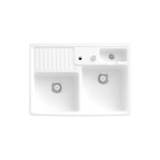 DOUBLE-BOWL SINK Кухонна мийка з двома чашами 89,5x63x22 з двома отворами, pop-up (632392R1HL12) White alpin