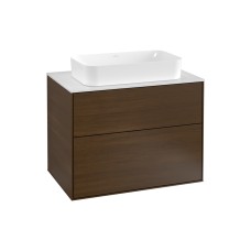 FINION Тумба під умивальник 800x603x501 Walnut Veneer, Glass White Matt (F22100GN)