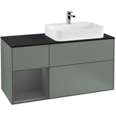 FINION Тумба під умивальник 1200x603x501  Olive Matt, Glass Black Matt, полиці Anthracite Matt+ 3LED (G392GKGM)