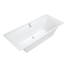 SQUARO EDGE 12 Duo Ванна 1800х800 з ніжками та сифоном,Quaryl, Stone White (UBQ180SQE2DV-RW)
