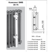 Комплект настінного кріплення 2 x SMB75 для Charleston H 680-1000 мм (173551) RAL9016