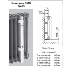Комплект настінного кріплення 2 x SMB75 для Charleston H 680-1000 мм (173551) RAL9016