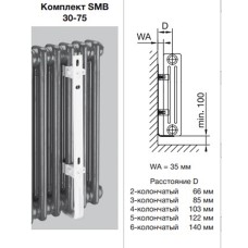 Комплект настінного кріплення 3 x SMB30 для Charleston H 300-369 мм (173621) RAL9016