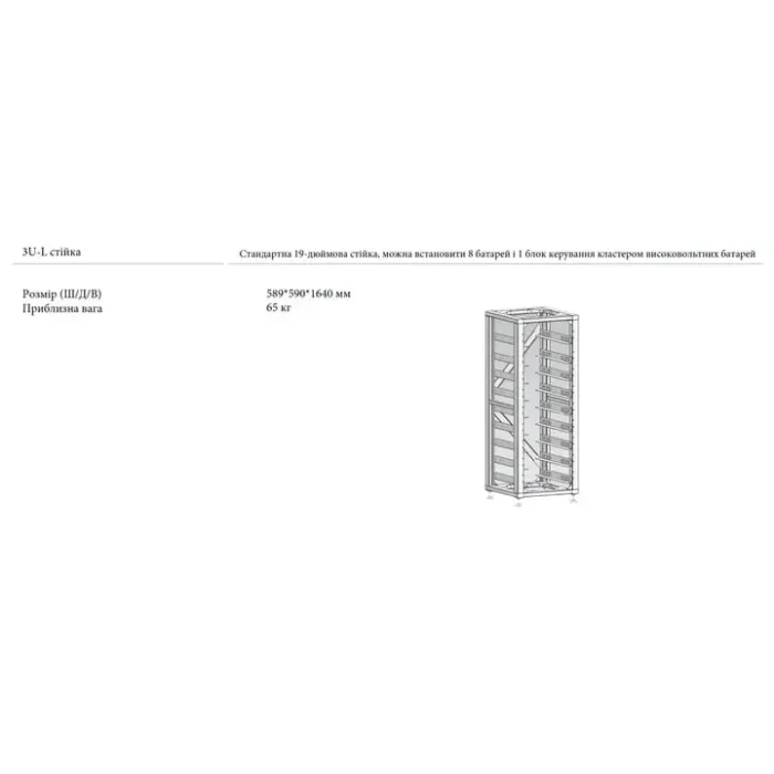 Стандартна стійка 19 дюймів, (12 шт.) 3u-lrack deye