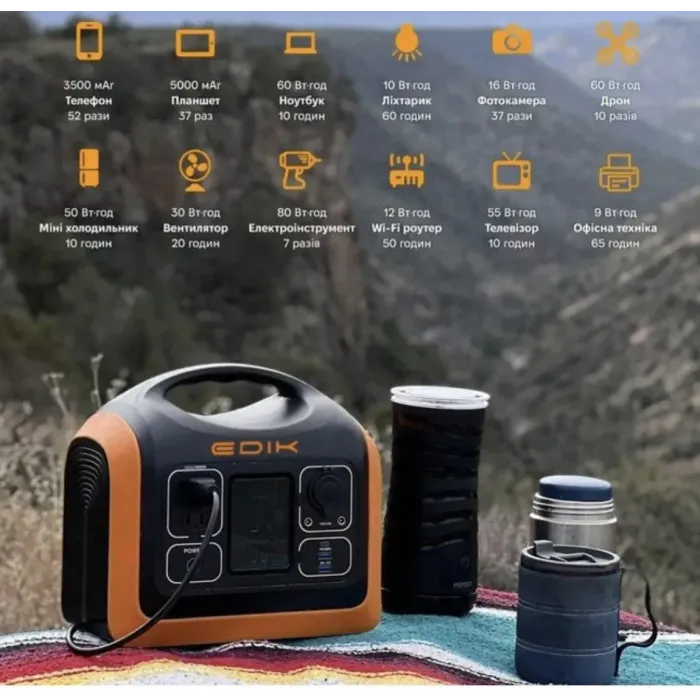 Портативна зарядна станція - EDIK 600W - (18 6000 мАч; 595 Втч)